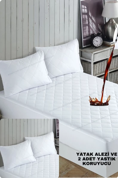 Formeya Mikrofiber Kapitone Fitted Su Sıvı Geçirmez Yatak Koruyucu Alez-2 Adet Yastık Koruyucu SET(12 Ebat)