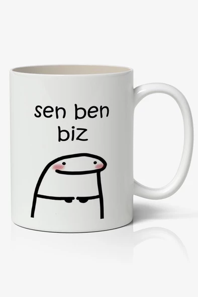 Sen Ben Biz Yazılı Baskılı Kupa Bardak - Baskılı Kahve Kupa Bardak