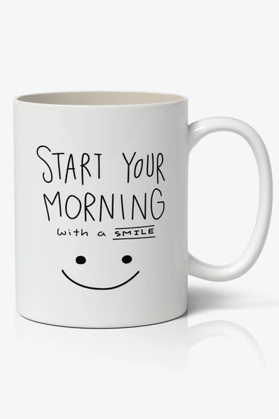 Start Your Morning Temalı Baskılı Kupa Bardak Baskılı Kahve Kupa Bardak