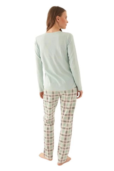 Pierre Cardin Patlı Yaka Ekose %100 Pamuk Bayan Pijama Takım - 6