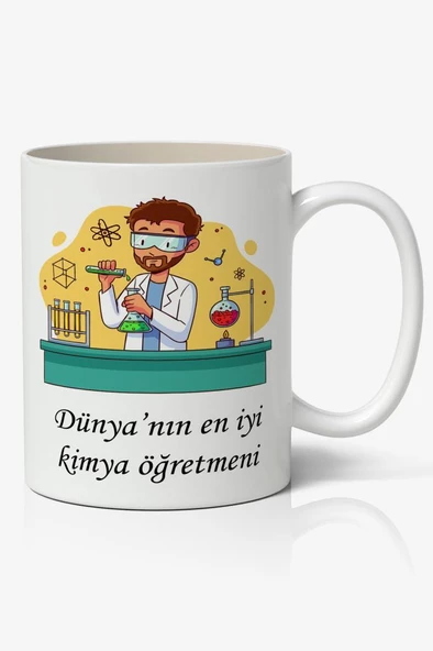 Dünyanın En İyi Kimya Öğretmeni - Öğretmenler Günü Temalı Baskılı Kupa Bardak Baskılı Kahve Kupa Bardak
