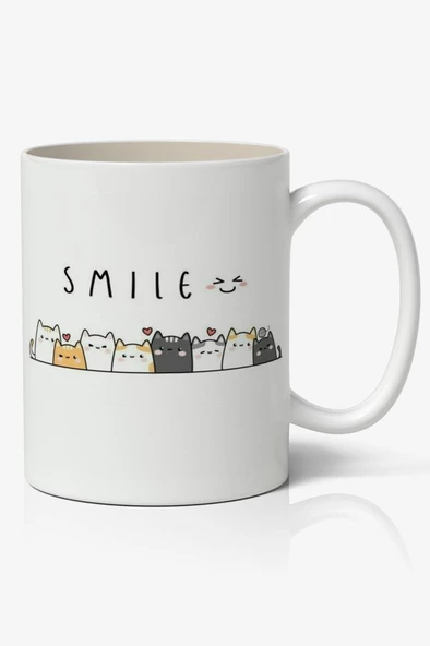 Smile Baskılı Kupa Bardak Baskılı Kahve Kupa Bardak