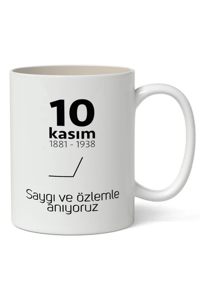10 Kasım Mustafa Kemal Atatürk Tasarımlı Kupa Bardak Baskılı Kahve Kupa Bardak Model 6