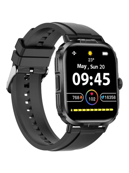 Logia Tech 8 Alüminyum Kasa Spor Silikon Kordon Akıllı Saat Siyah - 2