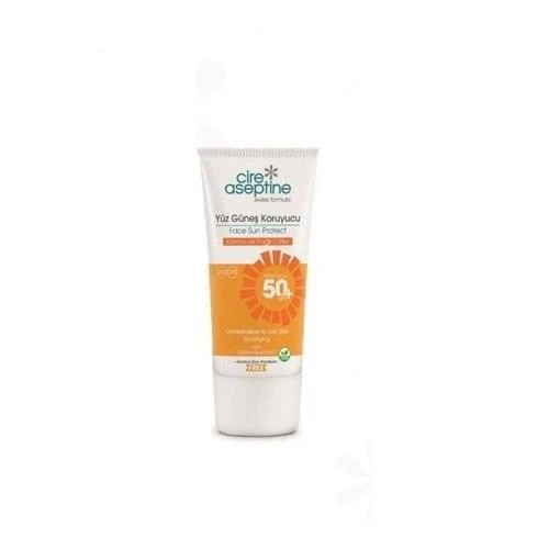 Cire Aseptine Yüz Güneş Koruyucu Karma ve Yağlı Ciltler 50 Spf 50 ml