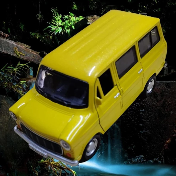 Nostaljik Metal Çek Bırak Ford Sesli ve Işıklı Minibüs Sarı ( 1/36 Ölçek ) - 3