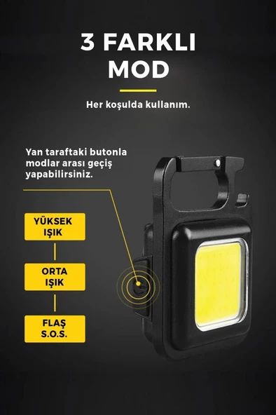 LED Mini Anahtarlık Fener Şarjlı Kamp Balıkçı Tamirci Için Çalışma Feneri Çok Fonksiyonlu Taşınabilir Işık - 4