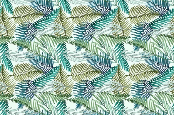 Pastel Yeşil Yaprak Temalı Duvar Kağıdı - Resim 7