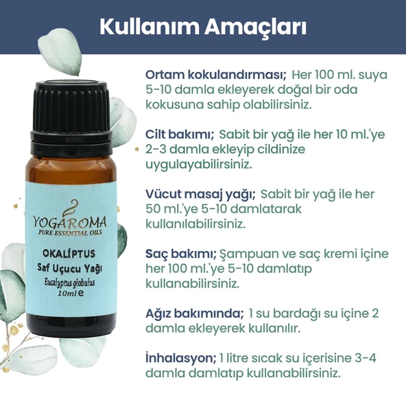 NPO Yogaroma Derin Nefes Ferahlatıcı Aromaterapi Saf ve Doğal Okaliptus Uçucu Yağ - 4
