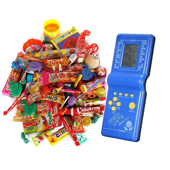 Nostaljik Lezzetler Hediye Kutusu Mavi Tetrisli Büyük Boy 80'ler 90'lar
