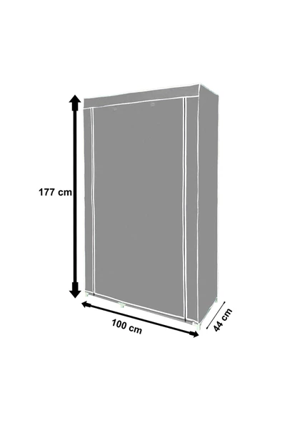 Dzgn Home Çift Askılı Dubleks Çelik Metal Profilli Bez Dolap Kumaş Gardırop Dayanıklı Elbise Dolabı - 2