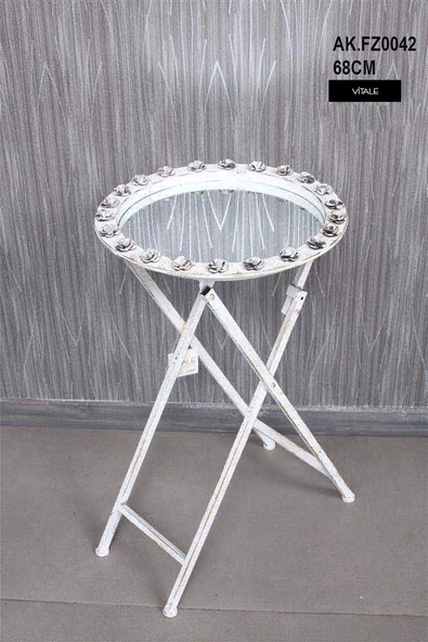 Retro Yan Sehpa, Metal Sehpa, Ayna Sehpa, Salon, Yatak Odası, Antre FZ0042 - 4