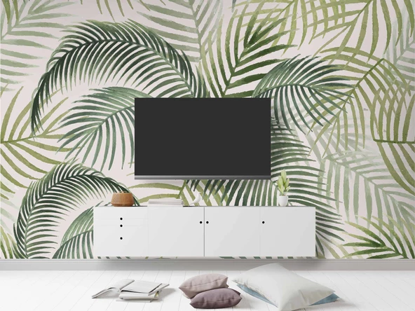 Botanik Bahçe Yaprak Temalı Duvar Kağıdı - Resim 3