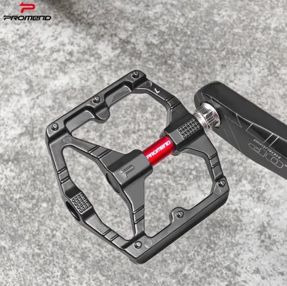 PROMEND T26 Çift Kovanlı Alüminyum Geniş Platform DU Peilin Rulman Bisiklet Pedalı Siyah - 6