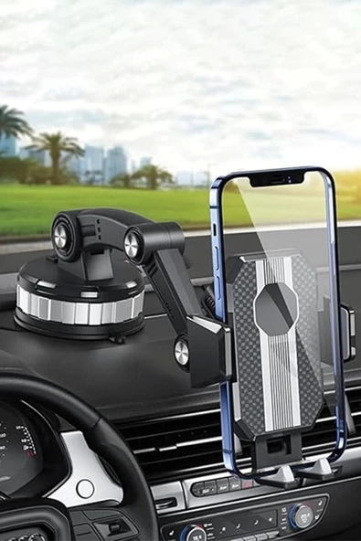 Vantuzlu 360 Derece Ayarlanabilir Araç İçi Telefon Tutucu Siyah - 3