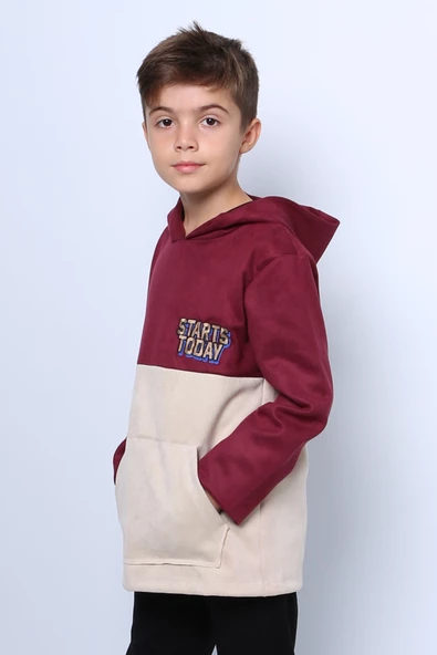 ERKEK ÇOCUK KAPŞONLU SWEAT BASKILI CEPLİ C34 - 2