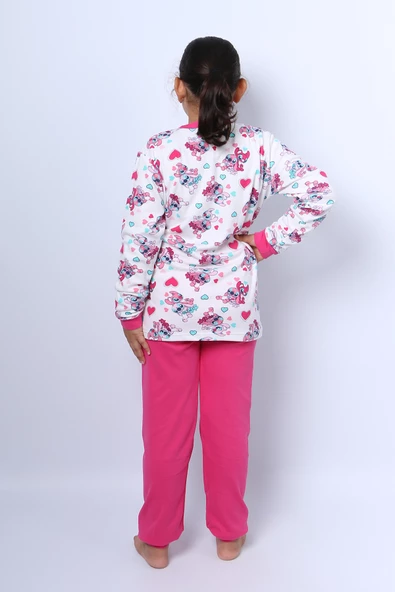 KIZ ÇOCUK PİJAMA TAKIMI BASKILI RİBANALI C50 - 2