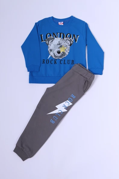 ERKEK ÇOCUK EŞOFMAN TAKIMI BASKILI RİBANALI C35 - Resim 5