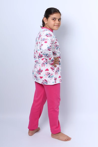 KIZ ÇOCUK PİJAMA TAKIMI BASKILI RİBANALI C50 - 3