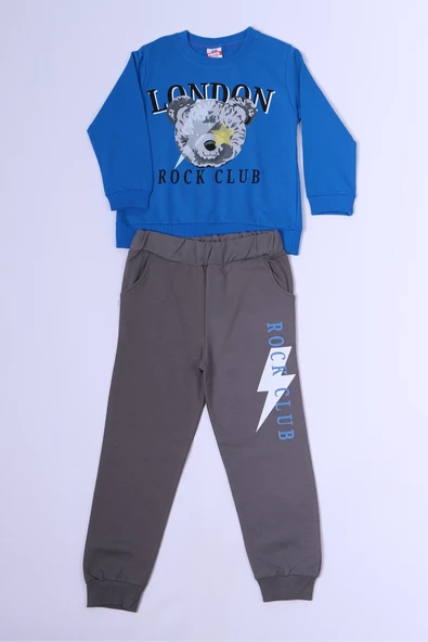 ERKEK ÇOCUK EŞOFMAN TAKIMI BASKILI RİBANALI C35 - Resim 4