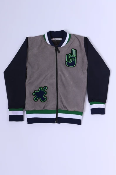 ERKEK ÇOCUK KOLEJ CEKET FERMUARLI CEPLİ BASKILI C27 - Resim 3