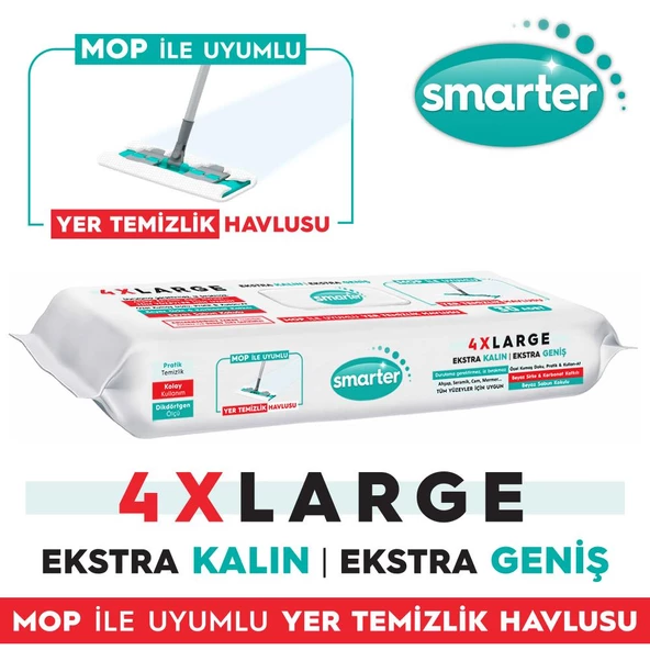 Smarter Yer Temizlik Havlusu Bezi 4XL Mopa Uyumlu Yüzey Beyaz Sabun Kokulu Sirke ve Karbonat Katkılı 30 Yaprak - 2