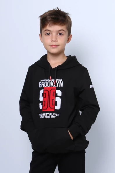 ERKEK ÇOCUK KAPŞONLU SWEAT BASKILI CEPLİ C30 - 3