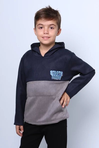 ERKEK ÇOCUK KAPŞONLU SWEAT BASKILI CEPLİ C34 - 4