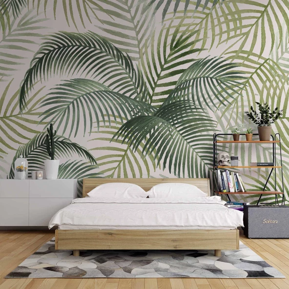 Botanik Bahçe Yaprak Temalı Duvar Kağıdı - Resim 2