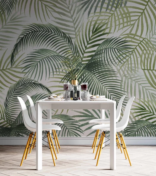 Botanik Bahçe Yaprak Temalı Duvar Kağıdı - Resim 5