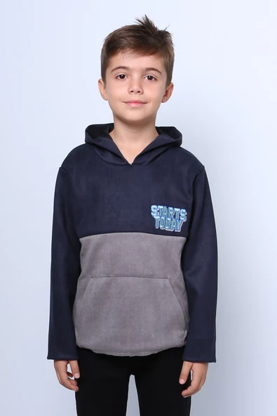 ERKEK ÇOCUK KAPŞONLU SWEAT BASKILI CEPLİ C34 - 5