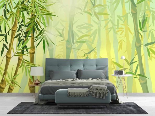 Bambu Ağaç Orman Temalı Duvar Kağıdı - Resim 2