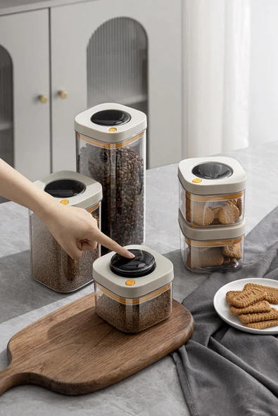 Pinmoo Vakumlu Bej Saklama Kabı 380 Ml. - 2