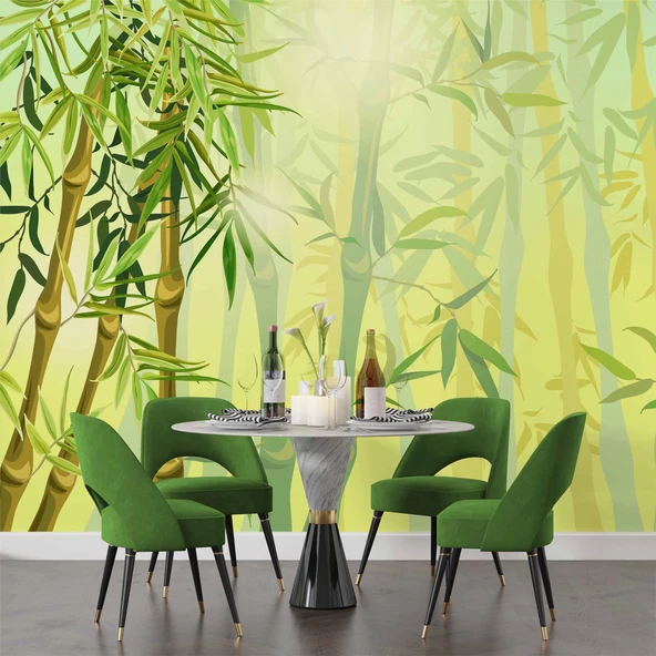 Bambu Ağaç Orman Temalı Duvar Kağıdı - Resim 5