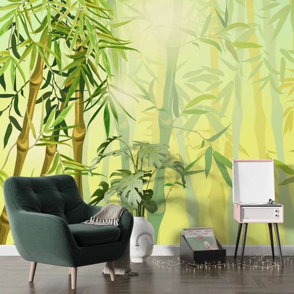 Bambu Ağaç Orman Temalı Duvar Kağıdı - Resim 6