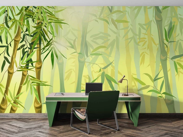 Bambu Ağaç Orman Temalı Duvar Kağıdı - Resim 4