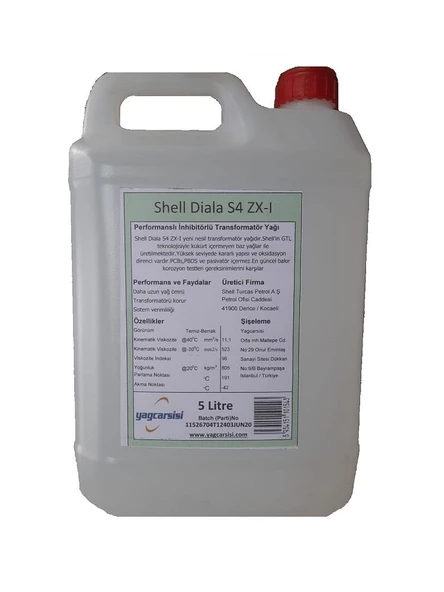 SHELL DIALA S4 ZX-I-BİDON - 5 LİTRE (TRAFO YAĞI)