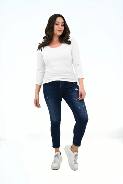 Kadın Büyük Beden Uzun Kollu Basic Bluz 1759-25 - 2