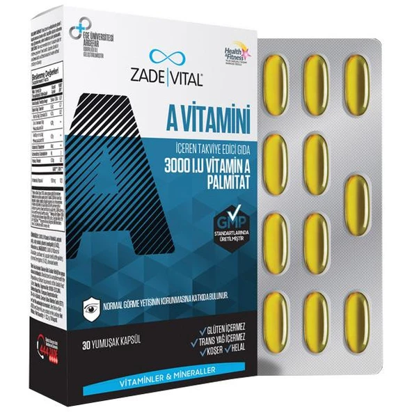 Zade Vital A Vitamini 500 mg 30 Kapsül