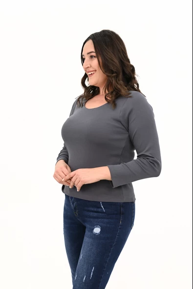 Kadın Büyük Beden Uzun Kollu Basic Bluz 1759-25 - 10