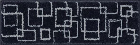Glary Home GH40A-GRYB-GRY1 Kare Desenli Kaydırmaz Tabanlı 1'li Merdiven Halısı - Gri/Siyah - 2