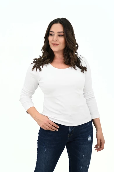 Kadın Büyük Beden Uzun Kollu Basic Bluz 1759-25 - 9