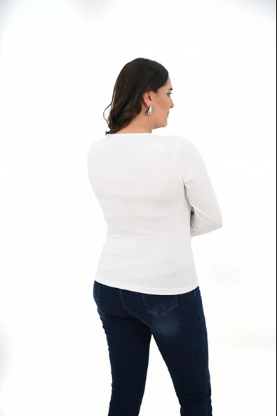 Kadın Büyük Beden Uzun Kollu Basic Bluz 1759-25 - 12