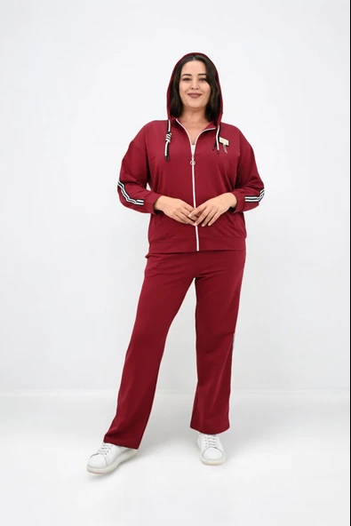 Kadın Büyük Beden Metal Aksesuar Detaylı Eşofman Takımı 8150-25 - 8