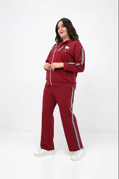 Kadın Büyük Beden Metal Aksesuar Detaylı Eşofman Takımı 8150-25 - 10