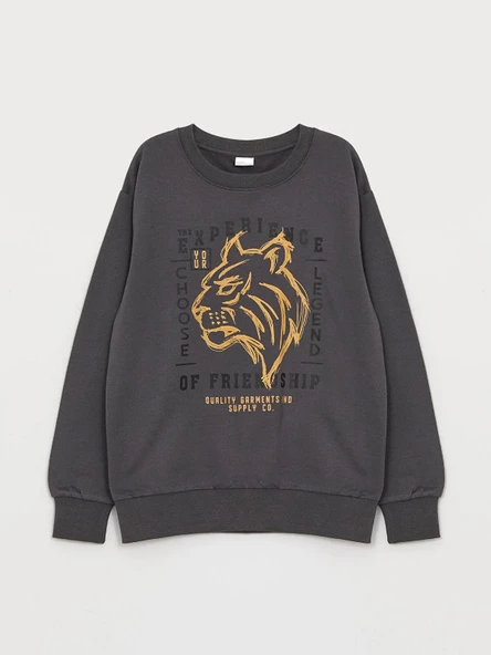 Aslan Desenli Erkek Çocuk Sweatshirt - Resim 4