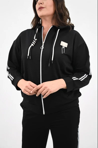 Kadın Büyük Beden Metal Aksesuar Detaylı Eşofman Takımı 8150-25 - 7