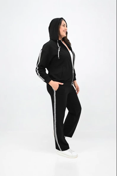 Kadın Büyük Beden Metal Aksesuar Detaylı Eşofman Takımı 8150-25 - 5