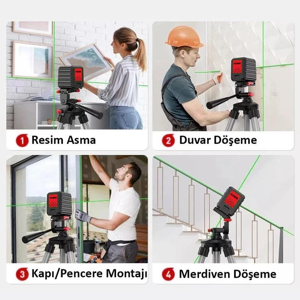 KOBB KBL90G 30 Metre Profesyonel Yatay ve Dikey Otomatik Hizalamalı Yeşil Çapraz Çizgi Lazer Distomat - Resim 3