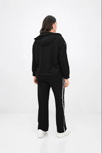 Kadın Büyük Beden Metal Aksesuar Detaylı Eşofman Takımı 8150-25 - 6